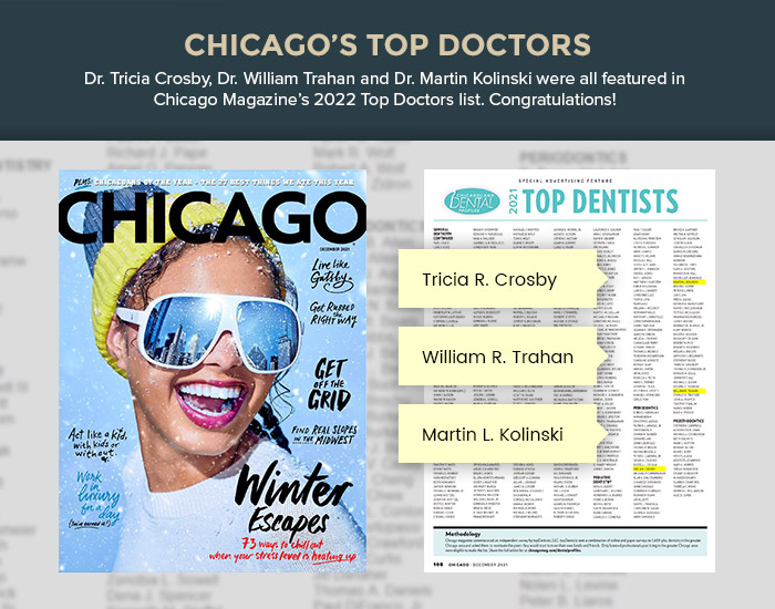 Dr. Tricia Crosby, Dr. William Trahan and Dr. Martin Kolinski were all featured in Chicago Magazine’s 2021 Top Doctors list.